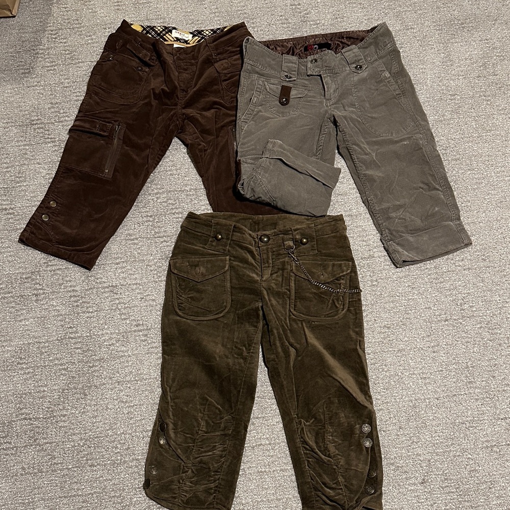 Stylish Corduroy Rider Pants - Brown, Gray, Olive Green (small, sz 2)